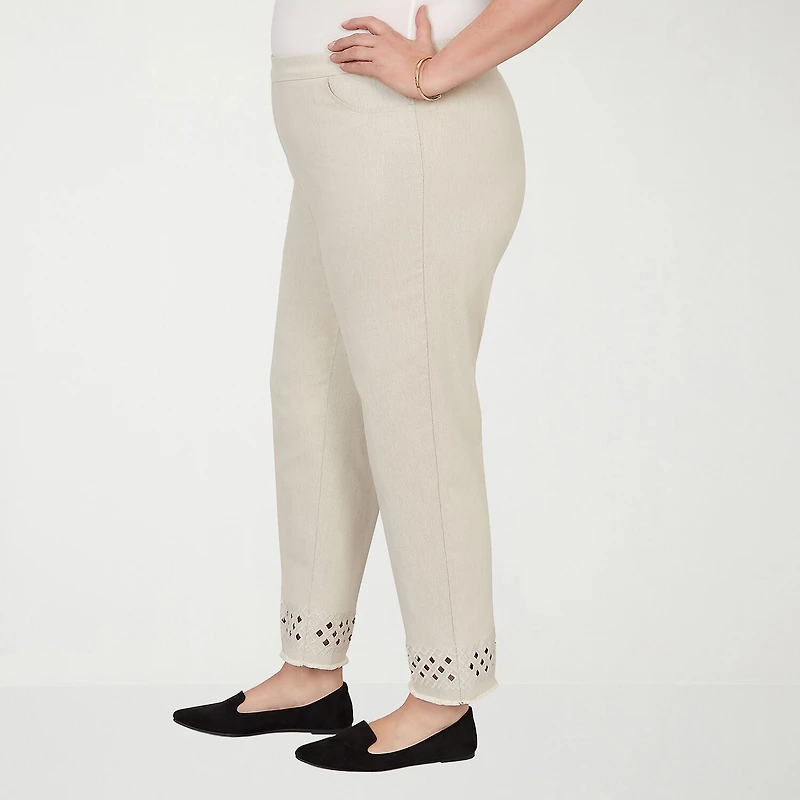 Alfred Dunner Detail Driven Womens Plus Straight Ankle Pant
