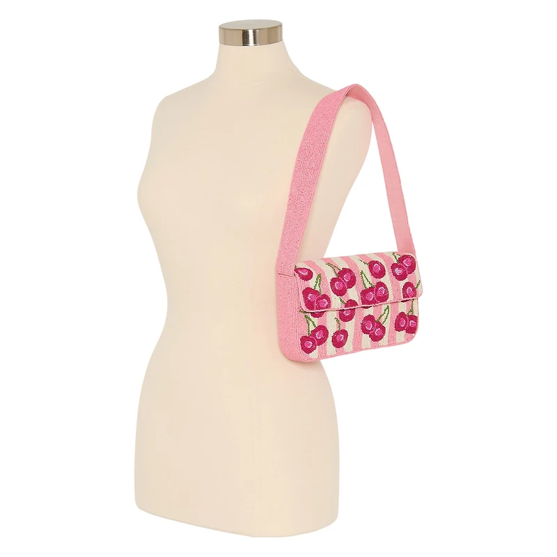 SOL and MER Beaded Cherry Shoulder Bag