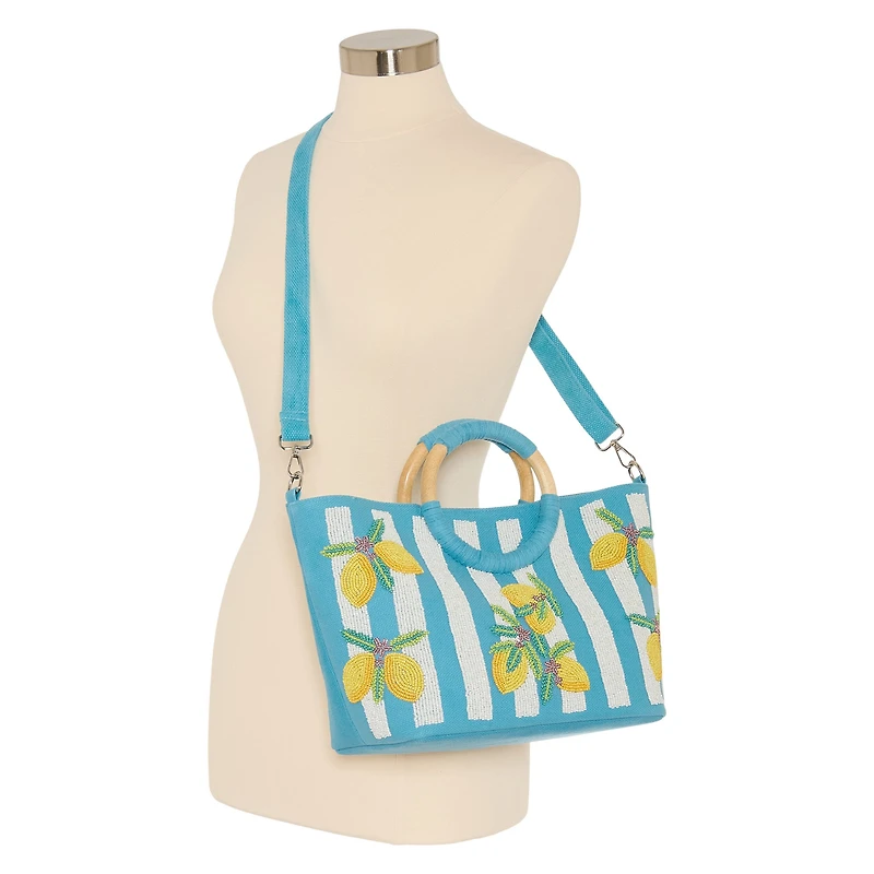 SOL and MER Beaded Lemon Tote Bag