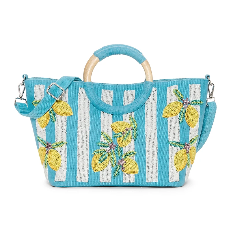 SOL and MER Beaded Lemon Tote Bag