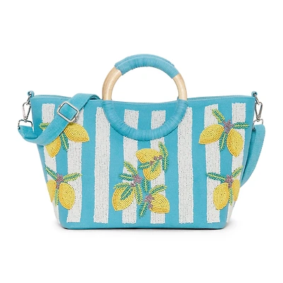 SOL and MER Beaded Lemon Tote Bag