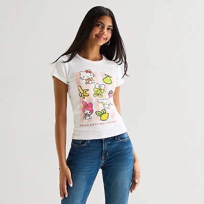 Womens Crew Neck Short Sleeve Regular Fit Hello Kitty Graphic T-Shirt