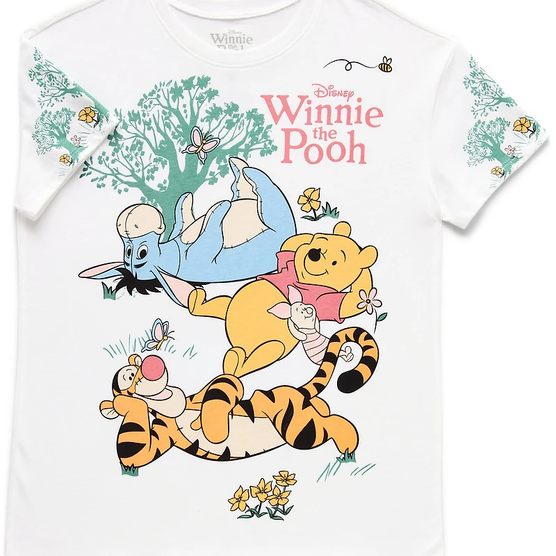 Boyfriend Tee Womens Juniors Crew Neck Short Sleeve Regular Fit Winnie The Pooh Graphic T-Shirt