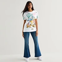 Boyfriend Tee Womens Juniors Crew Neck Short Sleeve Regular Fit Winnie The Pooh Graphic T-Shirt