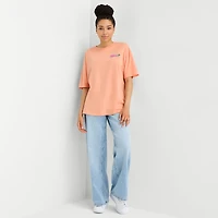New World Hawaii Womens Juniors Crew Neck Short Sleeve Oversized Graphic T-Shirt