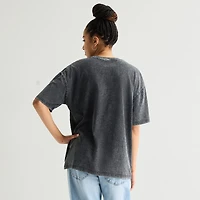 New World Starry Night Womens Juniors Crew Neck Short Sleeve Oversized Graphic T-Shirt