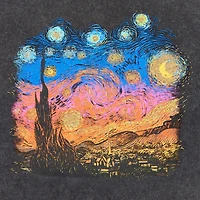 New World Starry Night Womens Juniors Crew Neck Short Sleeve Oversized Graphic T-Shirt
