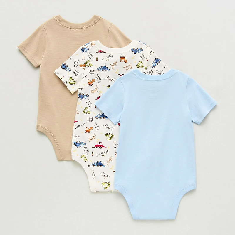 Okie Dokie Baby Boys Crew Neck Short Sleeve 3-pc. Bodysuit