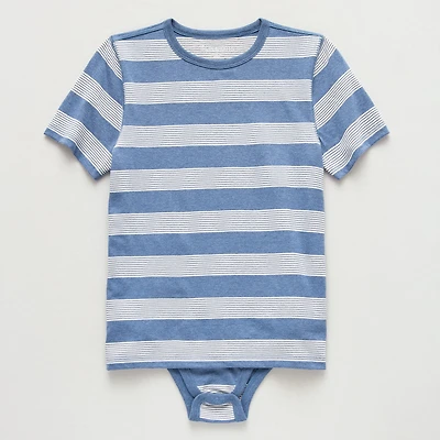 Thereabouts Little & Big Kid Boys Bodysuit Closure Easy-on + Easy-off Adaptive Crew Neck Short Sleeve