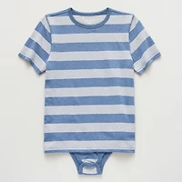 Thereabouts Little & Big Kid Boys Bodysuit Closure Easy-on + Easy-off Adaptive Crew Neck Short Sleeve