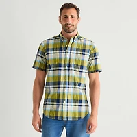 St. John's Bay Stretch Poplin Mens Short Sleeve Classic Fit Button-Down Shirt