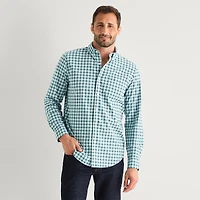 St. John's Bay Stretch Poplin Mens Long Sleeve Classic Fit Button-Down Shirt