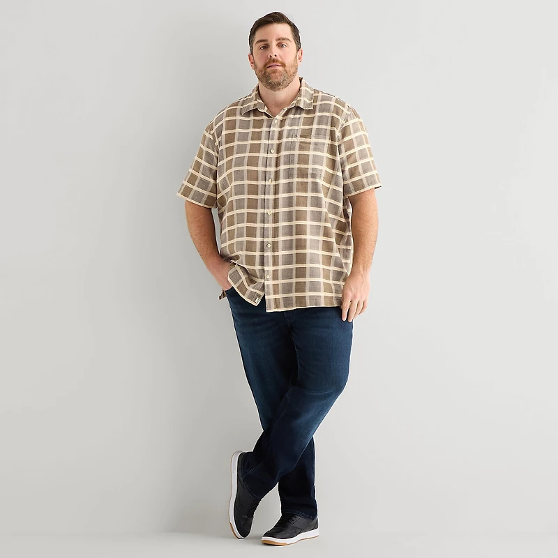 mutual weave Mens Short Sleeve Classic Fit Big and Tall Button-Down Shirt