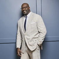 Shaquille O'Neal XLG™ Mens Stretch Fabric Regular Fit Plaid Big and Tall Suit Jacket