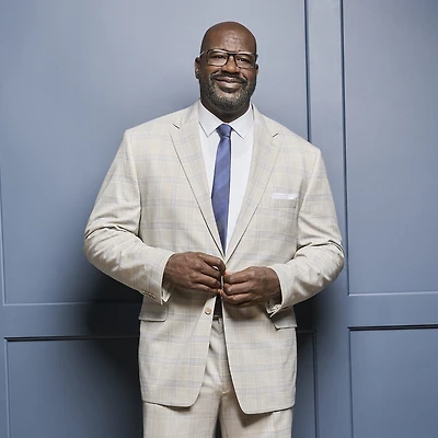 Shaquille O'Neal XLG™ Mens Stretch Fabric Regular Fit Plaid Big and Tall Suit Jacket