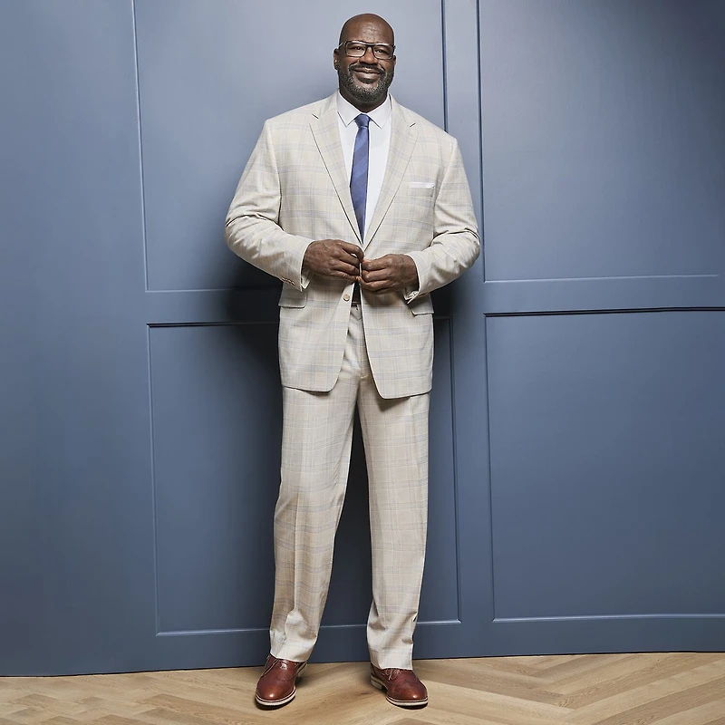Shaquille O'Neal XLG™ Mens Big and Tall Stretch Fabric Regular Fit Plaid Flat Front Suit Pant
