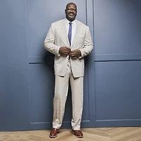 Shaquille O'Neal XLG™ Mens Big and Tall Stretch Fabric Regular Fit Plaid Flat Front Suit Pant