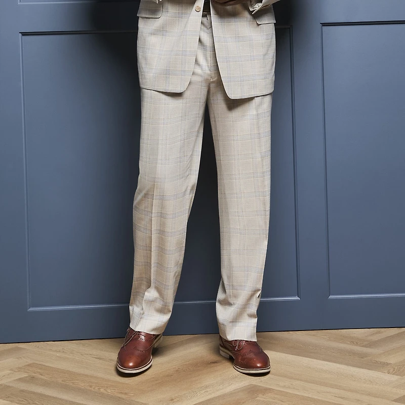 Shaquille O'Neal XLG™ Mens Big and Tall Stretch Fabric Regular Fit Plaid Flat Front Suit Pant