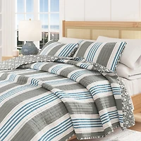 Linery Coastal Stripe Reversible Quilt Set