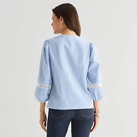 St. John's Bay Womens Henley Neck 3/4 Sleeve Blouse