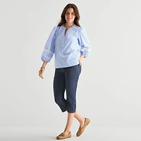 St. John's Bay Womens Henley Neck 3/4 Sleeve Blouse