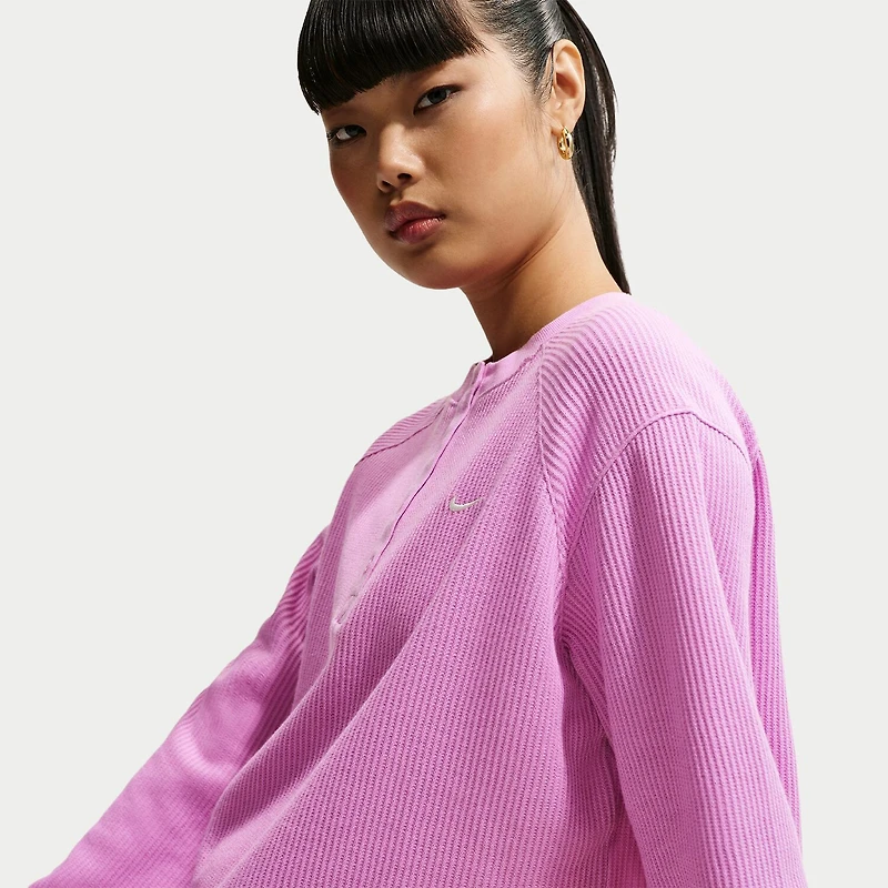 Nike Womens Long Sleeve Regular Fit Henley Shirt