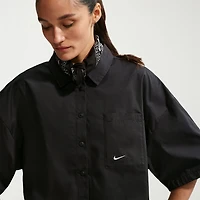 Nike Womens Short Sleeve Regular Fit Button-Down Shirt
