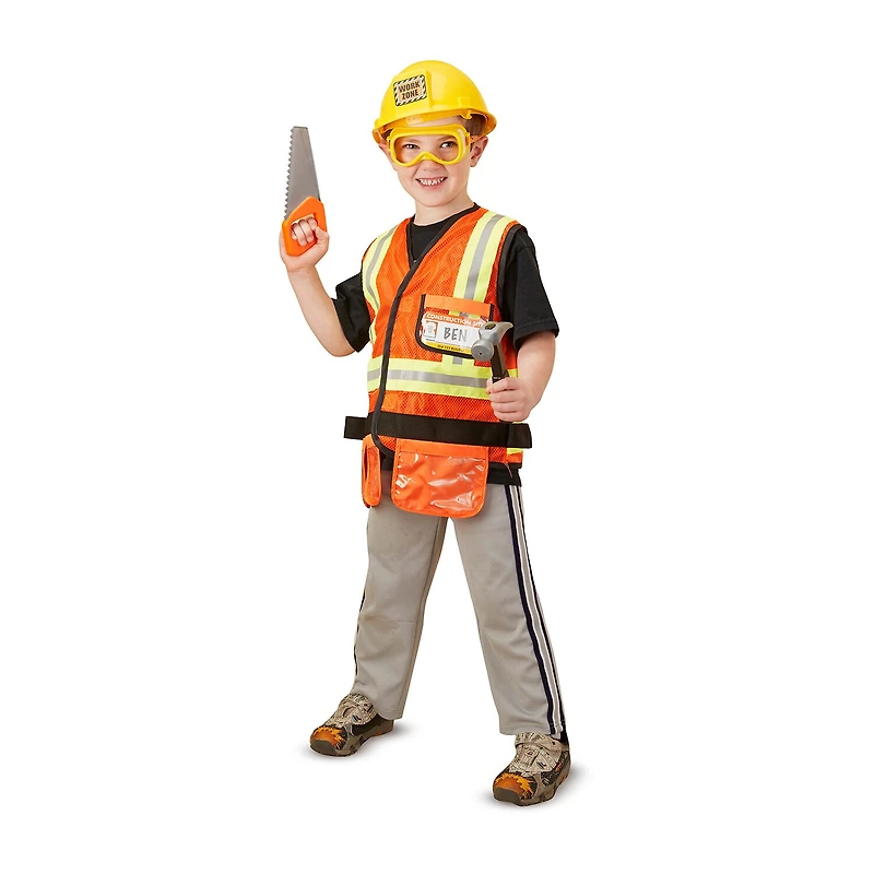 Melissa & Doug Construction Worker Role Play Costume Set Unisex Dress Up Costume