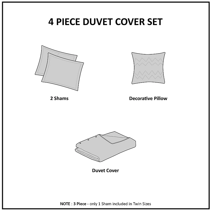 Mi Zone Sparkle Reversible Duvet Cover Set with decorative pillow