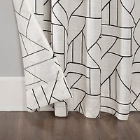 Archaeo Jigsaw Embroidery Linen Blend Rod Pocket Sheer Single Curtain Panel
