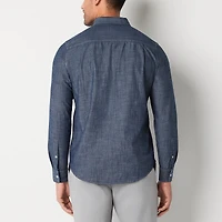 St. John's Bay Chambray Mens Long Sleeve Classic Fit Button-Down Shirt