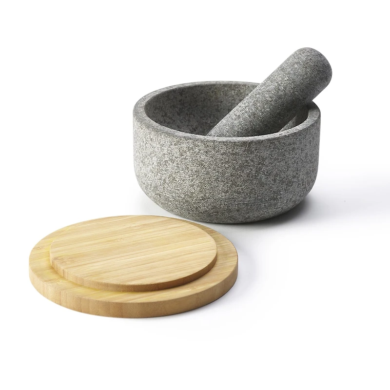 Joseph Joseph Dash With Bamboo Lid - Granite Mortar & Pestle