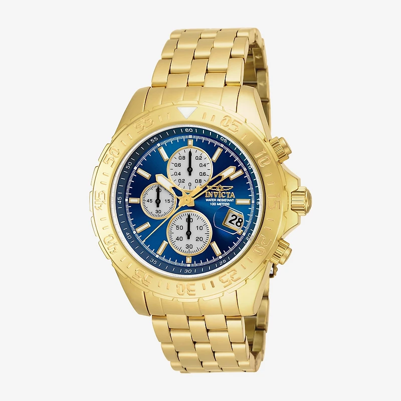 Invicta Aviator Mens Chronograph Gold Tone Stainless Steel Bracelet Watch 18855