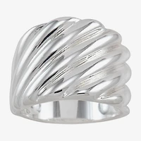 Sparkle Allure Polished Woven Womens 22MM Pure Silver Over Brass Band