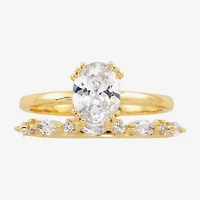 Sparkle Allure Womens Cubic Zirconia 14K Gold Over Brass Oval Bridal Set