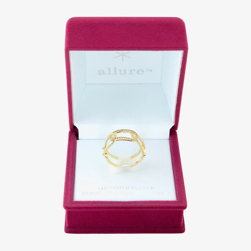 Sparkle Allure Paperclip Womens 5MM Cubic Zirconia 14K Gold Over Brass Band