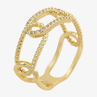 Sparkle Allure Paperclip Womens 5MM Cubic Zirconia 14K Gold Over Brass Band
