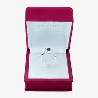 Sparkle Allure Womens Green Crystal Pure Silver Over Brass Halo Cocktail Ring