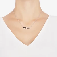 "Blessed" Womens Sterling Silver 18 Inch Pendant Necklace