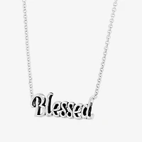 "Blessed" Womens Sterling Silver 18 Inch Pendant Necklace
