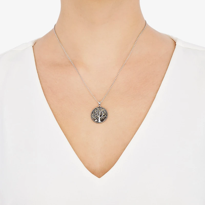 Womens Sterling Silver Round 18 Inch Pendant Necklace