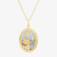 Womens White Mother Of Pearl 14K Gold Over Silver Round 18 Inch Pendant Necklace