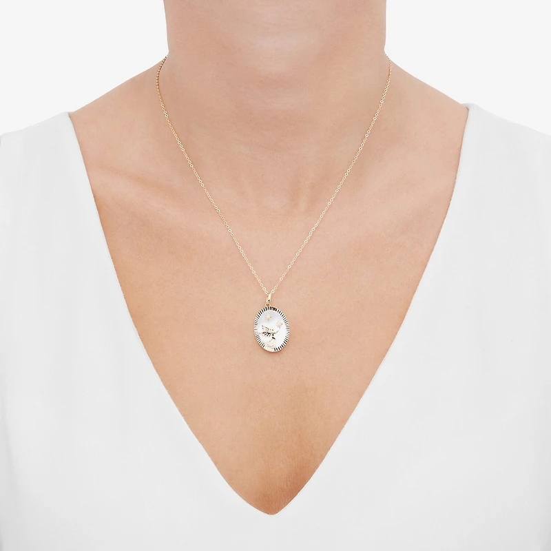 "Mom" Womens White Mother Of Pearl Sterling Silver Heart 18 Inch Pendant Necklace