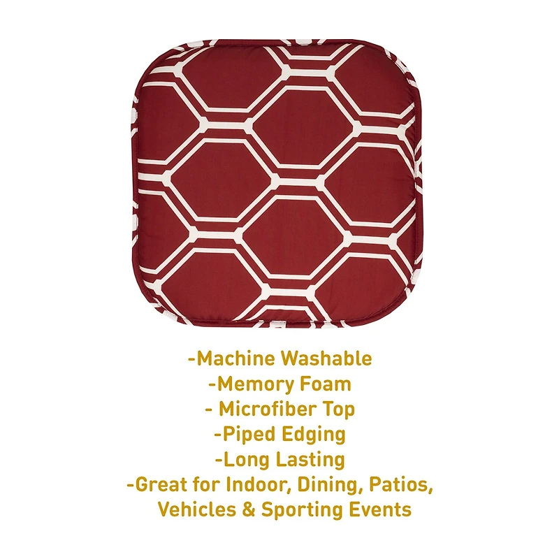 Sweet Home Collection™ Mirage Hexagonal Memory Foam No Slip Back 16" x Chair Pad Cushion