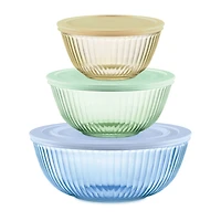 Pyrex Sculpted Tinted 6-pc. Glass Mixing Bowl Set