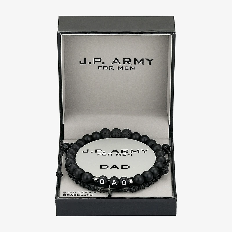 J.P. Army Dad Mens 2-pc. Stainless Steel Bracelet Set