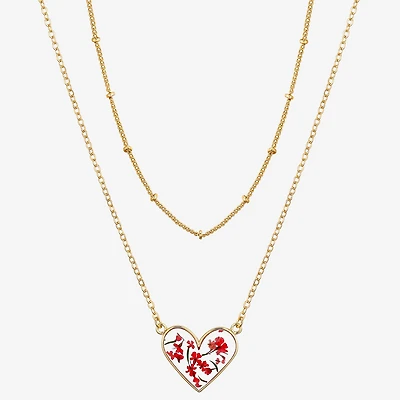 Footnotes Womens 10K Gold Over Brass Heart 16 Inch Pendant Necklace