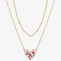 Footnotes Womens 10K Gold Over Brass Heart 16 Inch Pendant Necklace