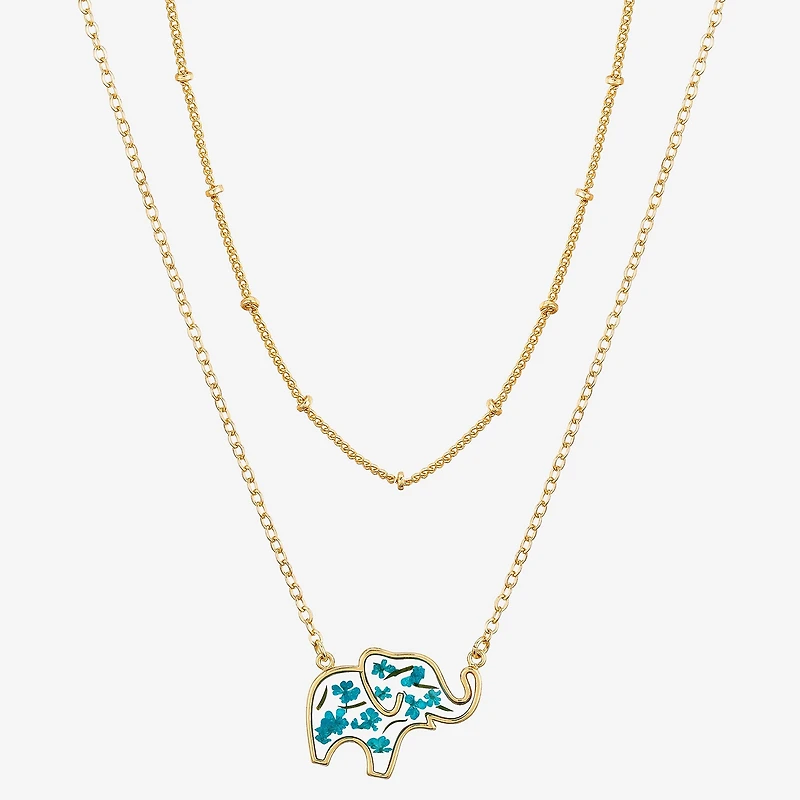Footnotes Elephant Womens 10K Gold Over Brass 16 Inch Pendant Necklace