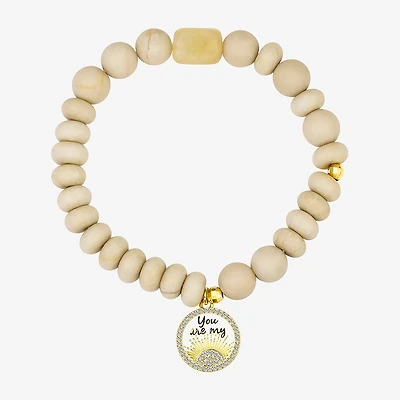 Footnotes Womens Cubic Zirconia 10K Gold Over Brass Beaded Bracelet